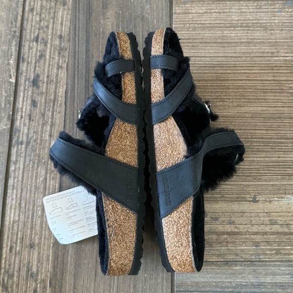 Birkenstock Mayari Shearling Natural Leather Oiled sandals size 7 - Picture 7 of 12